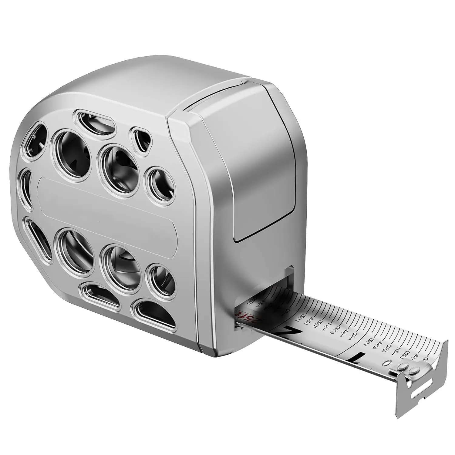 IMOLl 25ft Stainless Steel Tape Measure - Magnetic Auto-Lock, Anti-Rebound, Dual-Sided ft/in Precision Scale, Waterproof, Rustproof, Hollow Design, 1-Handed Fast Retraction, 14*14*6cm Tool for Home, Woodworking