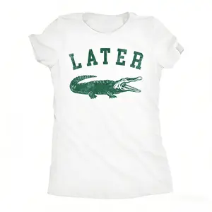 Womens Later Alligator T Shirt Funny Gator Joke Saying Tee for Ladies Funny Womens T Shirts Cute Vintage Fashion Casual Ladies T-Shirt Gift Sarcastic Tops for Women Funny Animal Top Women's Novelty Tees Dark Grey
