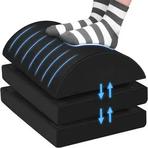 Foot Rest for Under Desk at Work, Gaming Accessories Foot Stool with 3 Adjustable Heights & Washable Cover, Comfortable Office Desk Accessories, Footrest for Office,  and  (Black)