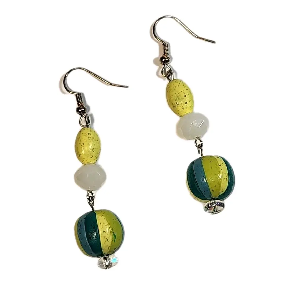 Elegant Polymer Clay Bead Fishhook Earrings