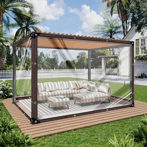 Natural viewing cloth，7*10FT Clear Tarps with Grommets ,Heavy Duty Waterproof Tarp Cover,Transparent Polyethylene Vinyl Tarpaulin for Outdoor,Plant,Garden Rain Tent