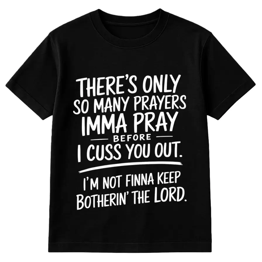 Limited Edition Street Style Holiday T Shirt with Prayers and Cursing Design Comfortable Relaxed Fit Summer Cotton Short Sleeve Tee for Men Dad and Friends Womenswear Casual Top Cotton T-Shirt Womenswear Streetwear Top Tshirt