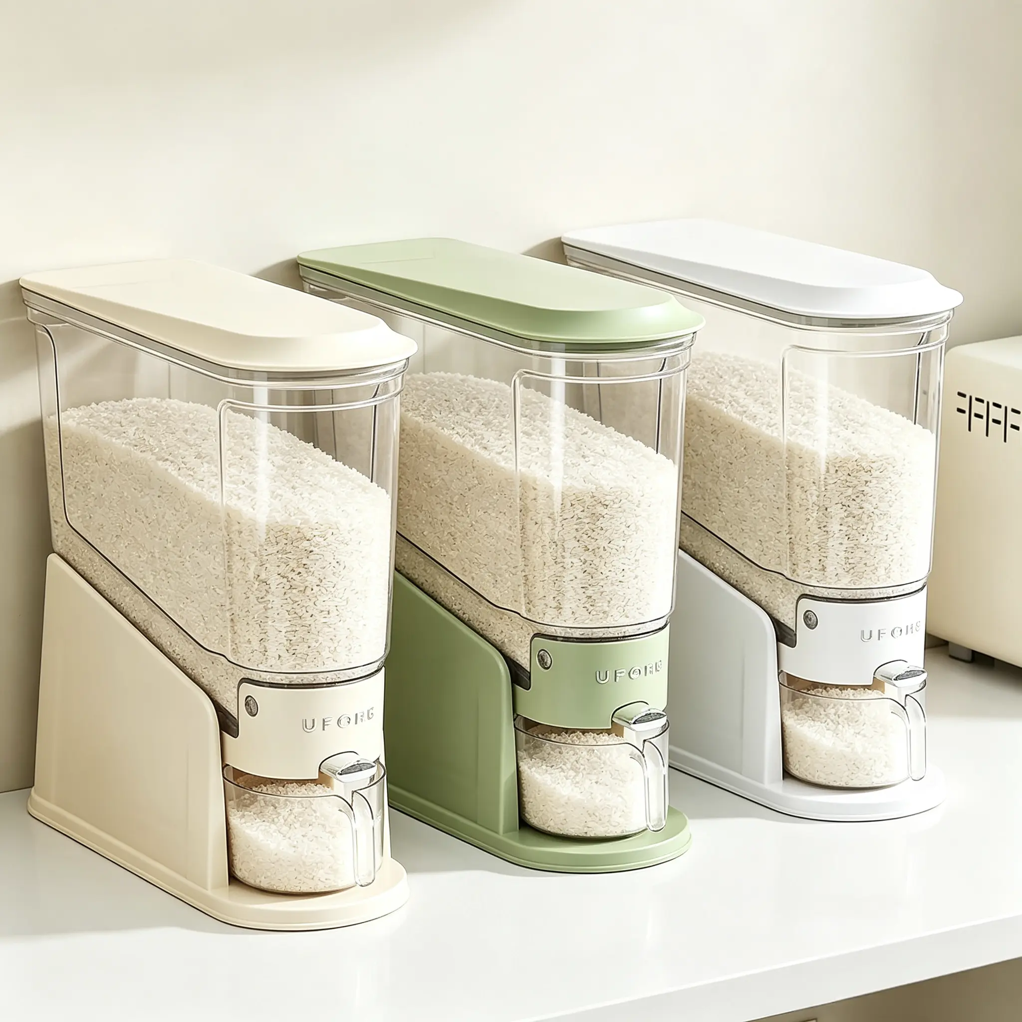 UFORU Sealed Grain Storage Bucket, Food-Grade, BPA-Free Storage Container, 11 lb Large Capacity, Insect-Proof & Moisture-Resistant, One-Button Easy Rice Dispensing Kitchen Utensils