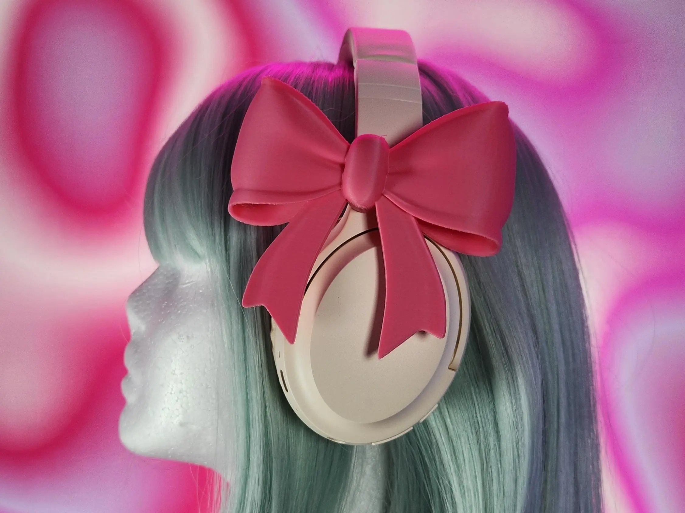 BubblyBeats3D Headphone Accessories - Kawaii Style for Enhanced Gaming Experience with Cute Pink Bow Headset Durable