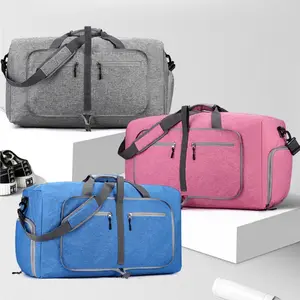 High Capacity Duffle Bag with Shoes Compartment, Foldable Travel Duffel Bags for Men Women, Large Packable Travel Bag Water Repellent & Tear Resistant