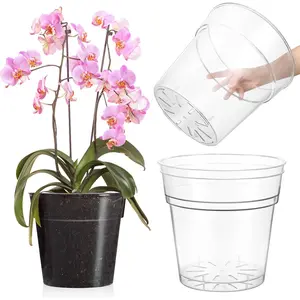 3 Pack  Pots Plastic Orchid Pot   Container with Holes for (Clear,9.8 Inch)