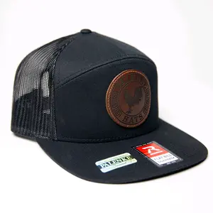 PalenkeHats Leather Patch 7Panel Richardson Trucker Flatbill Snapback Hat 3
