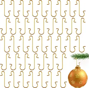 100 Pack Ornament Hooks, Christmas Ornament Hooks Ornaments Hangers Hooks for Christmas Ornaments Metal Wire Ornaments Hooks Anchors for Xmas Tree Decorations Hanging, Gold