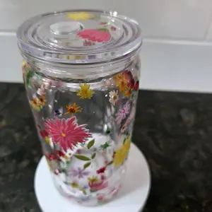 Glitter Effect Snow Glove Tumbler with Floating Glitter in Liquid Between Walls Vaso Tipo Snow Globe for Snack