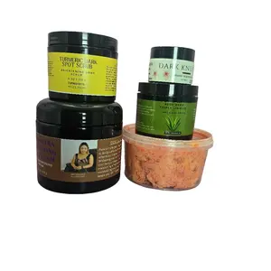 Molato Soap Set - 5 Pieces Brightening Body Cream 16 oz Turmeric Dark Spot Scrub 4 oz Aloe Vera Cream 4 oz Dark Knuckles Ge 1ozl for Comprehensive Skincare