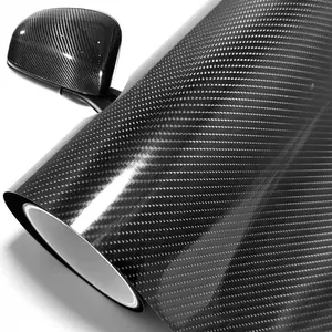 12''x 60'' Black Carbon Fiber Vinyl Wrap , 6D High Glossy Black Car Vinyl Film Roll, Air Release Technology Auto Accessories Wrap Car Moto Hood DIY Interior Exterior 5ft x 1ft