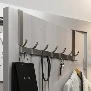 Over-the-Door Home Organizer Rack Quick Install Clothes Coat Hat Towel Hanger - Bathroom Accessories Holder for Storage Adjustable Hooks Hanger
