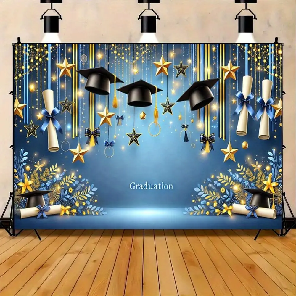 1pc Polyester 2D Flat Graduation Cap & Diploma Banner, Party Decorations Banners, Indoor/Outdoor Home Festive Backdrop Supply,summerwins