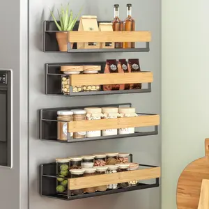 Rack for Refrigerator, 4 Pack, 2 Large and 2 Small Kitchen  Shelves for Washing Machine,  Organizers, No Drilling Needed, Ink Black and Light  UKCS062BH01