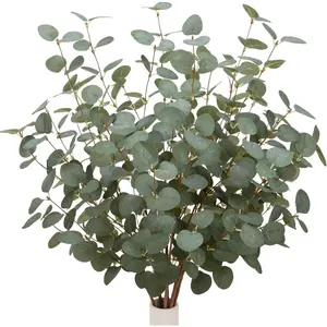 12 count 27" Eucalyptus Stems Greenery Stems Eucalyptus Leaf  in Green Silk Plastic  Floral Artificial  for  Party Wedding Decoration(Dark Green)
