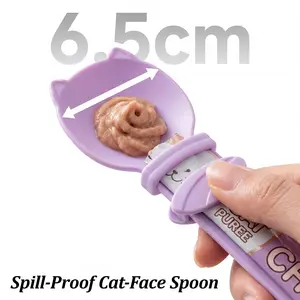 4Pcs Cat Treat Squeeze Spoon Multifunctional Dispenser for Wet Food, Licky Treats & Puree Tubes, Easy Feeding and Storage with with Extra Long Handle Design, Cat Accessories
