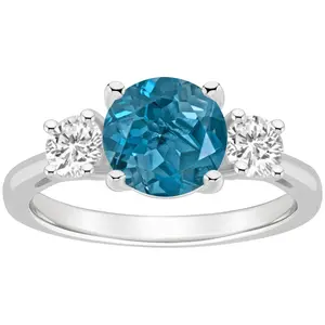 Affinity Gems Round London Blue & White Topaz Ring, Sterling