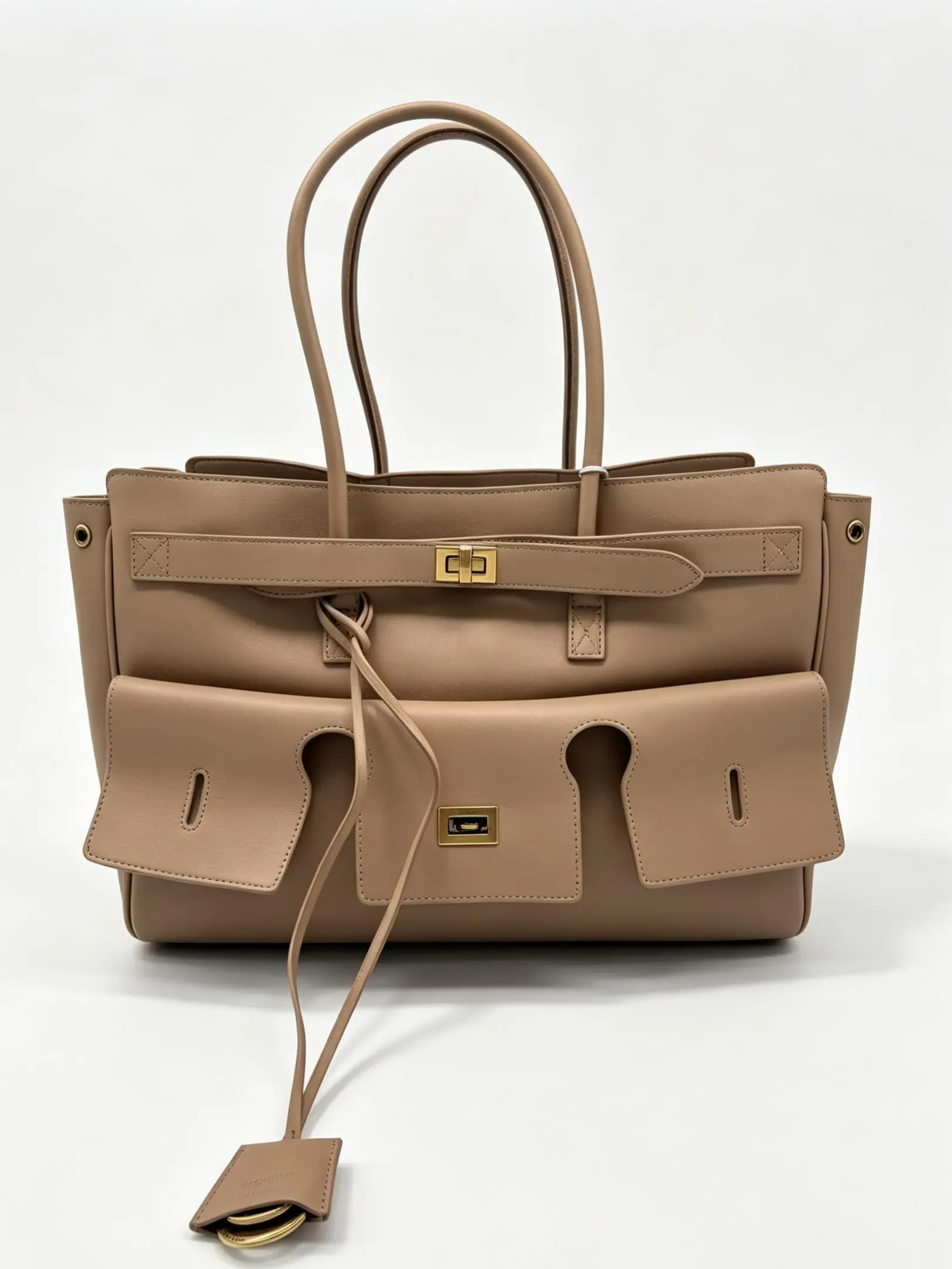 Pre-owned Balenciaga Bel Air Latte Medium Tote Bag 36*14*27cm th3607703