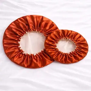 Handmade Peachy Rust Reversible Satin Bonnet