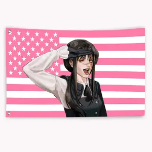 Yoru USA Flag Freedom Chainsaw Man anime banner, outdoor decorative flag, garage flag, tapestry.