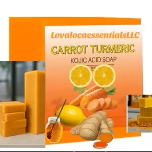 LovalocaessentialsLLC Carrot Turmeric Kojic Acid Soap 3pcs Facial Wash Cleansing Skin Repair with Lemon Honey for Daily Skincare