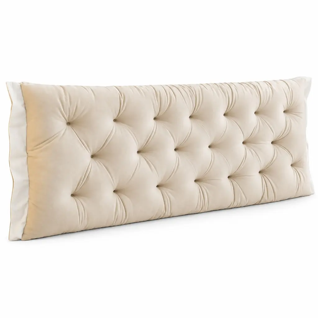 70.9 in Tufted Headboard Pillow for Bed, Oversized Rectangular Bed Backrest Cushion for Reading and Lounging, Soft Padded Bedroom Accent, Beige, Light Gray or Dark Gray