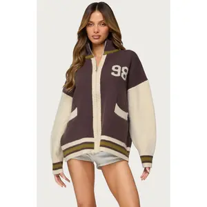 Edikted Women's 98 Varsity Zip Up Sweater Edikted Women's 98 Varsity Zip Up Sweater