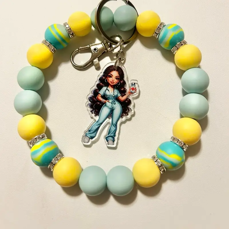 Beautiful Keychain. Trendy Cute Design with Sturdy Wire & Colorful Beads