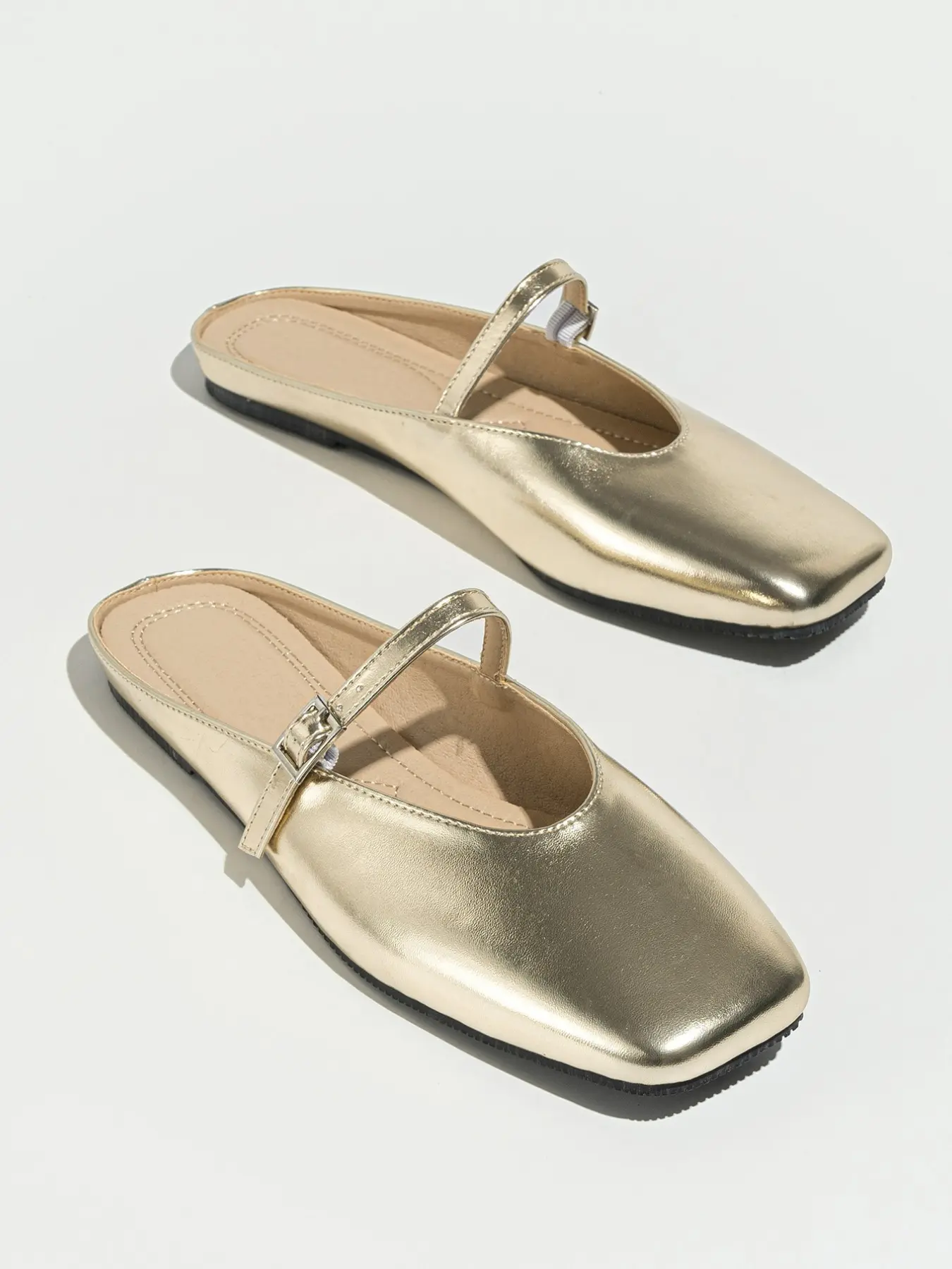Women's New Plain Color Leather Slip-On Flat Shoes, Non Slip PU Leather Mules, Comfortable Anti-Slip Wear-Resistant, Fashion Versatile Casual All-Season Flats Footwear, Walking Shoes