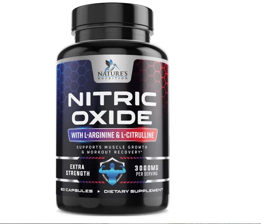 Nitric Oxide Booster Extra Strength - 3X Strength L-Arginine & Citrulline Supplement - Best Nitric Oxide Supplements for Men - Supports Muscle, Heart Health, Energy - Bottled in USA - 60 Capsules