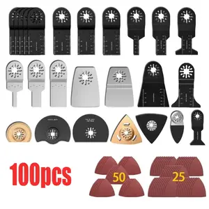 100-Piece Universal Multitool Saw Blade Set, Mixed Oscillating Tool Blades for Versatile Cutting Applications, Essential Accessories for DIY Projects
