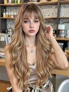 Elegant Long Curly Wig, 28-Inch Women's Hairpiece, High-Quality Synthetic Fiber, Perfect for Daily Wear & Special Occasions, Synthetic Curly Wigs