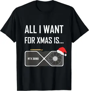 100% cotton Unisex Walking Kittens Funny GPU Hardware Computer Nvidia RTX 3090 Graphics Card T-Shirt - Black, Unisex-Adults, Small, Short Sleeve, Modern, Christmas, Letter Print