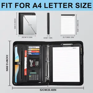 Padfolio for Men Women, Leather Portfolio with Zipper – Professional Interview Resume Organizer with Card Holder, Writing Pad & File Folders for Business, Lawyer, Student
