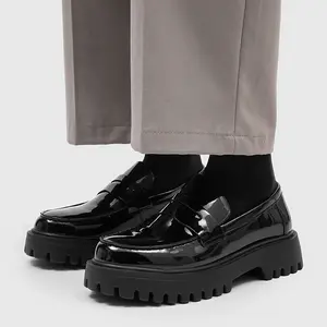 Men’s British Style Platform Loafers Slip-On Casual Fashion Shoes