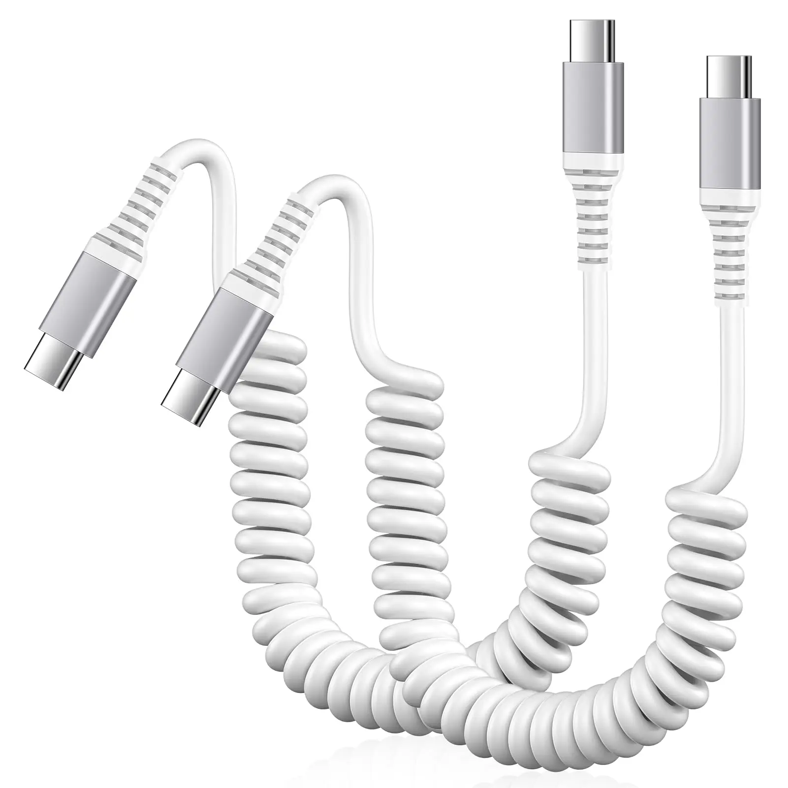 Car Android Auto Cable Charger Cord for iPhone 16 Coiled USB C to USB C Fast Charging Cable for iPhone 16e/16 17 Pro Max/Plus, for Google Pixel 10 9 Pro XL, for Samsung Galaxy A56 A36 A26 A16 S26 S25 S24 S23