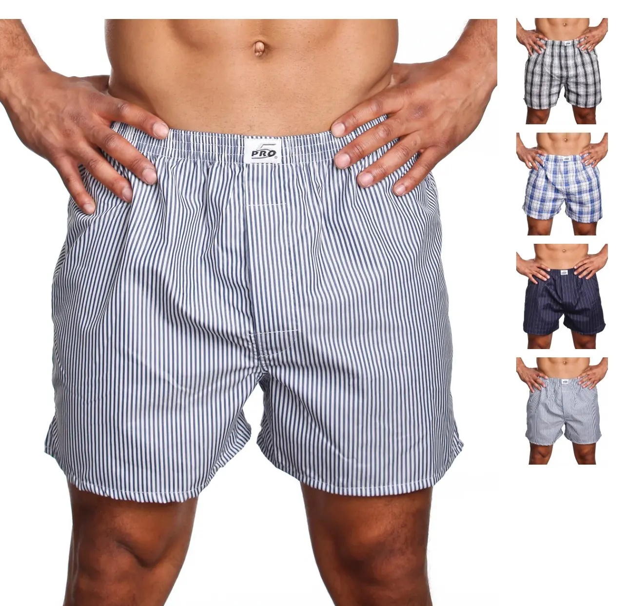 PRO 5 Boxer Trunks 3pc-Pack MIX COLORS 100% Cotton Daily Casual Underwear Striped & Plaid Designs for Everyday Wear summerwins