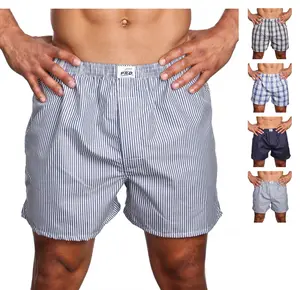 PRO 5 Boxer Trunks 3pc-Pack MIX COLORS 100% Cotton Daily Casual Underwear Striped & Plaid Designs for Everyday Wear