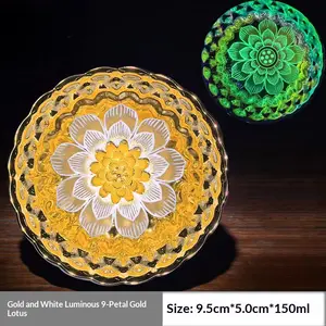 Golden-White Night-Luminous Nine-Petalled Gilded Lotus-Patterned Jianzhan Dazzling Golden Lotus-Patterned Gilded Cup Full-Colour Nude Cup