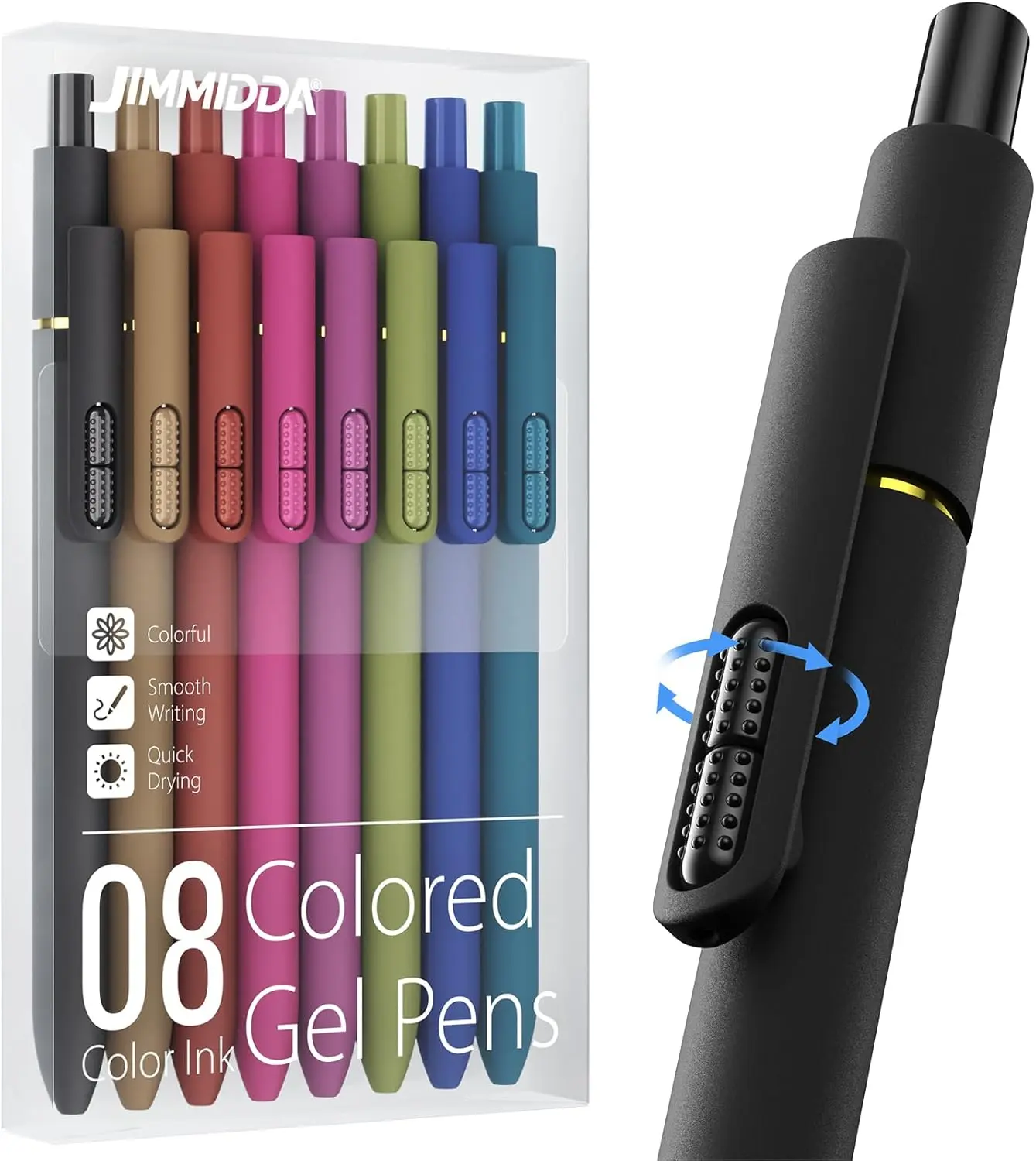 Colorful Gel Pens 8 Pcs Colored Ink Pens for Journaling Note Taking 0.7MM Smooth Writing Quick Drying Retractable Vintage Style 8Pcs Set Dry Fine Point boutique