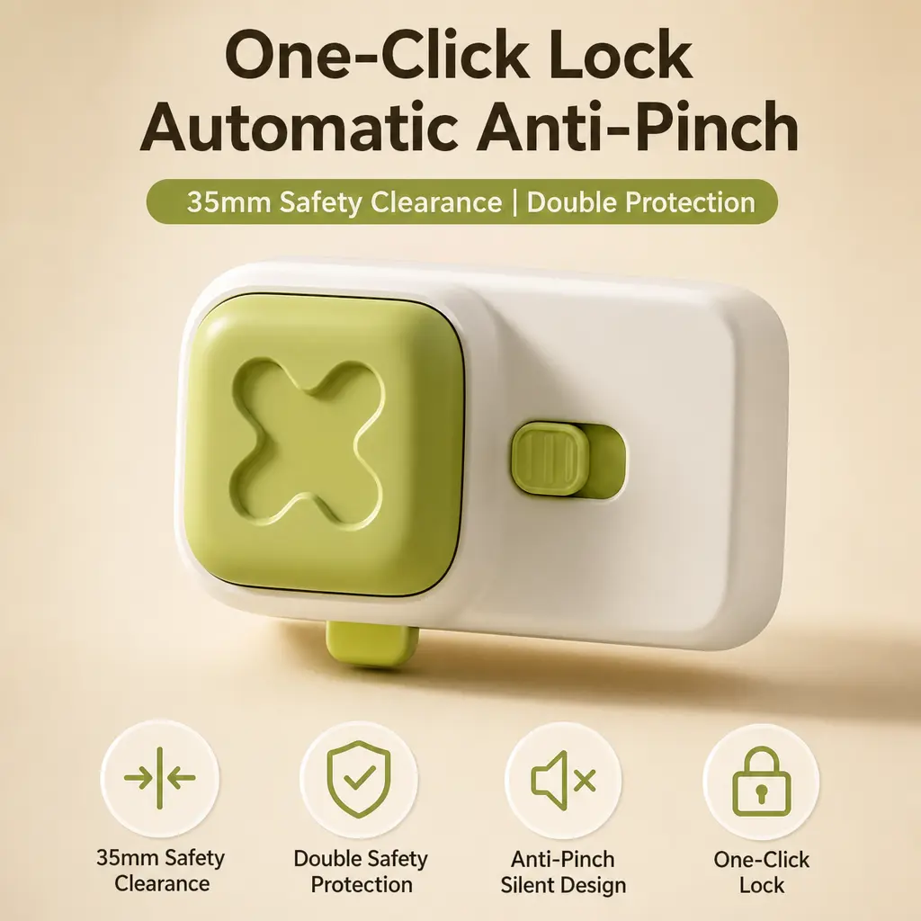 1 Piece Door Stopper, One Click Lock Anti-Pinch Silicone Buffer, No Drilling Self-Adhesive Quiet Anti-Collision for Household Interior Doors