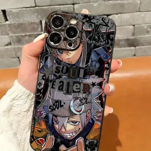 Soul Eater themed phone case designed with vibrant and dynamic artistic designs compatible with iPhone 16 15 14 13 12 and 11 Pro models made of TPU protective material a great gift for anime fans friends and special occasions