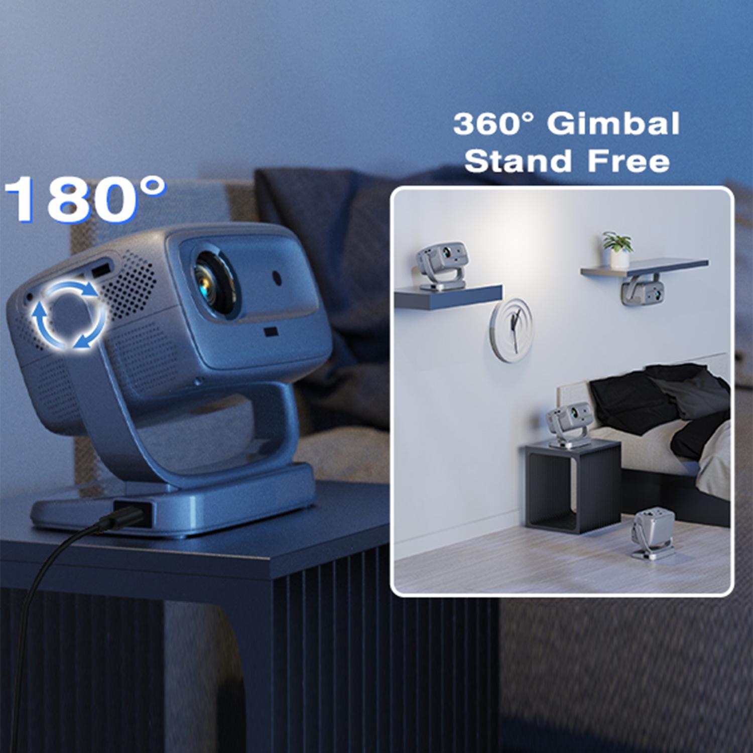 Portable Smart Projector with WiFi and Bluetooth, 1080P Supported Video Projector, Auto Focus & Keystone Correction – Perfect as Home Bedroom Projector, or Outdoor Movie Projector