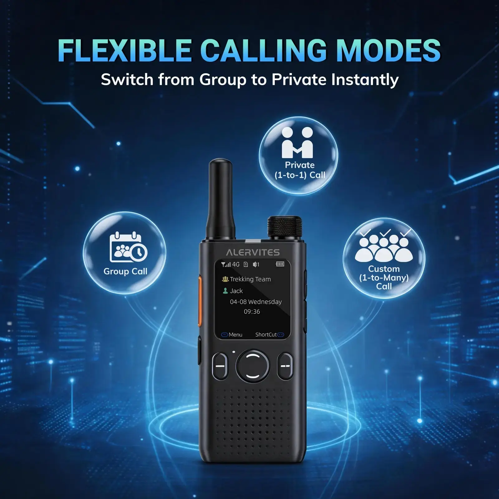 BAOFENG AT1 PoC Walkie Talkie for Business Adults - 5G/4G Rechargeable, 5000+ Mi Unlimited Range, Independent AT1 APP Control, Encrypted Chat History, Ideal for Construction Teams, Daily Use, Truckers, Father’s Day Gift