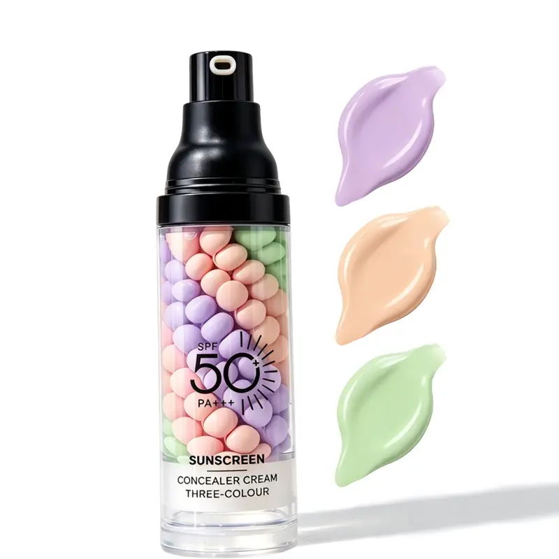 3-in-1 Color Correcting Tinted Cosmetic Primer - Weightless, SPF 50 PA+++ Sun Shield, SPF 50+ Hydration, All Skin Types, Oil Control, Even Tone, Flawless Finish Skin Smoothing Makeup Base, Daily Hydrate, 24-Month Shelf Life, Summer Essential for Adults