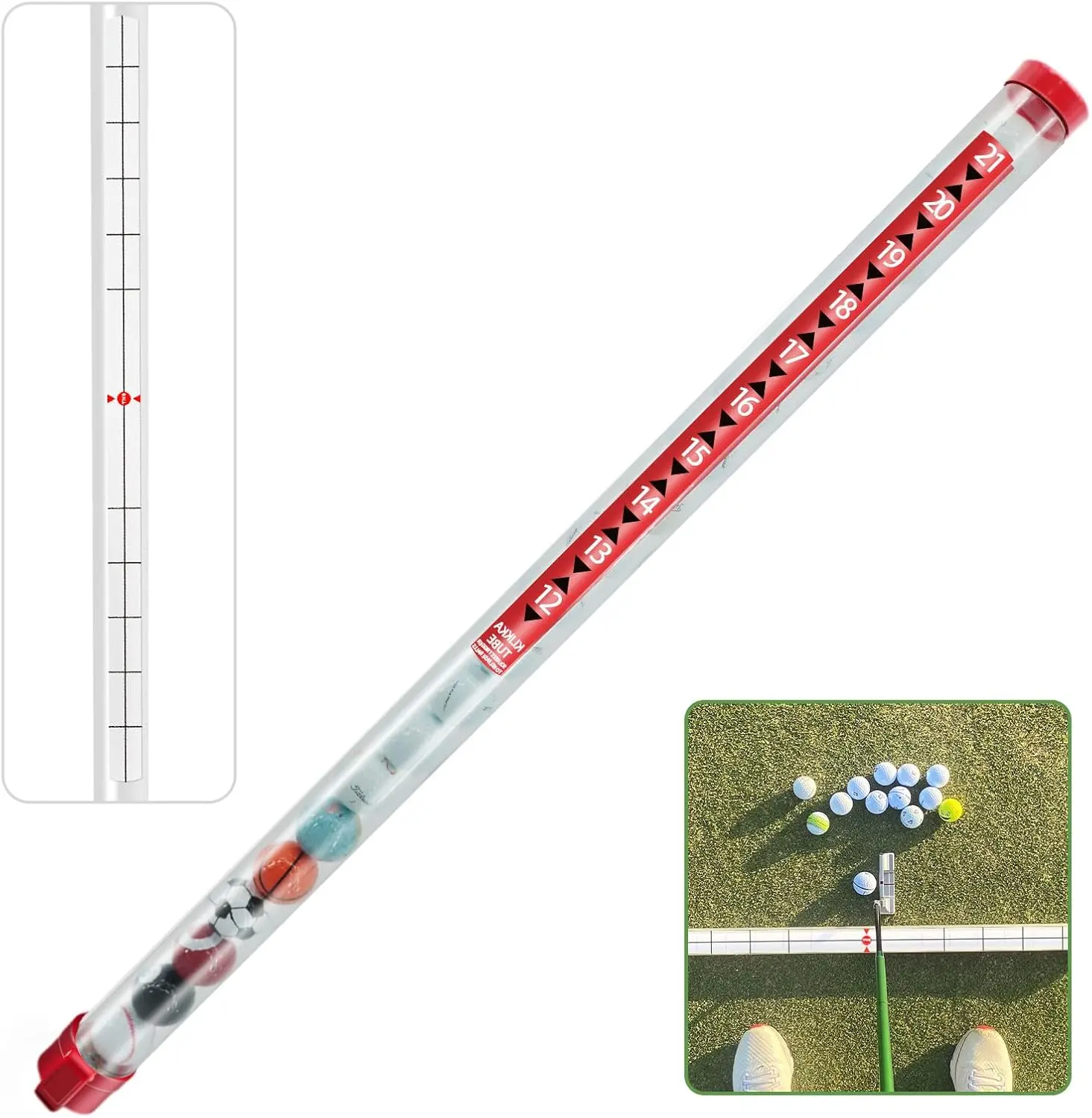 Golf Ball Retriever Professional Picker Golf Ball Shag Tube Plastic Release Retrievers Collector Practice Pick-up Sucker Tool, 35.4 Inch