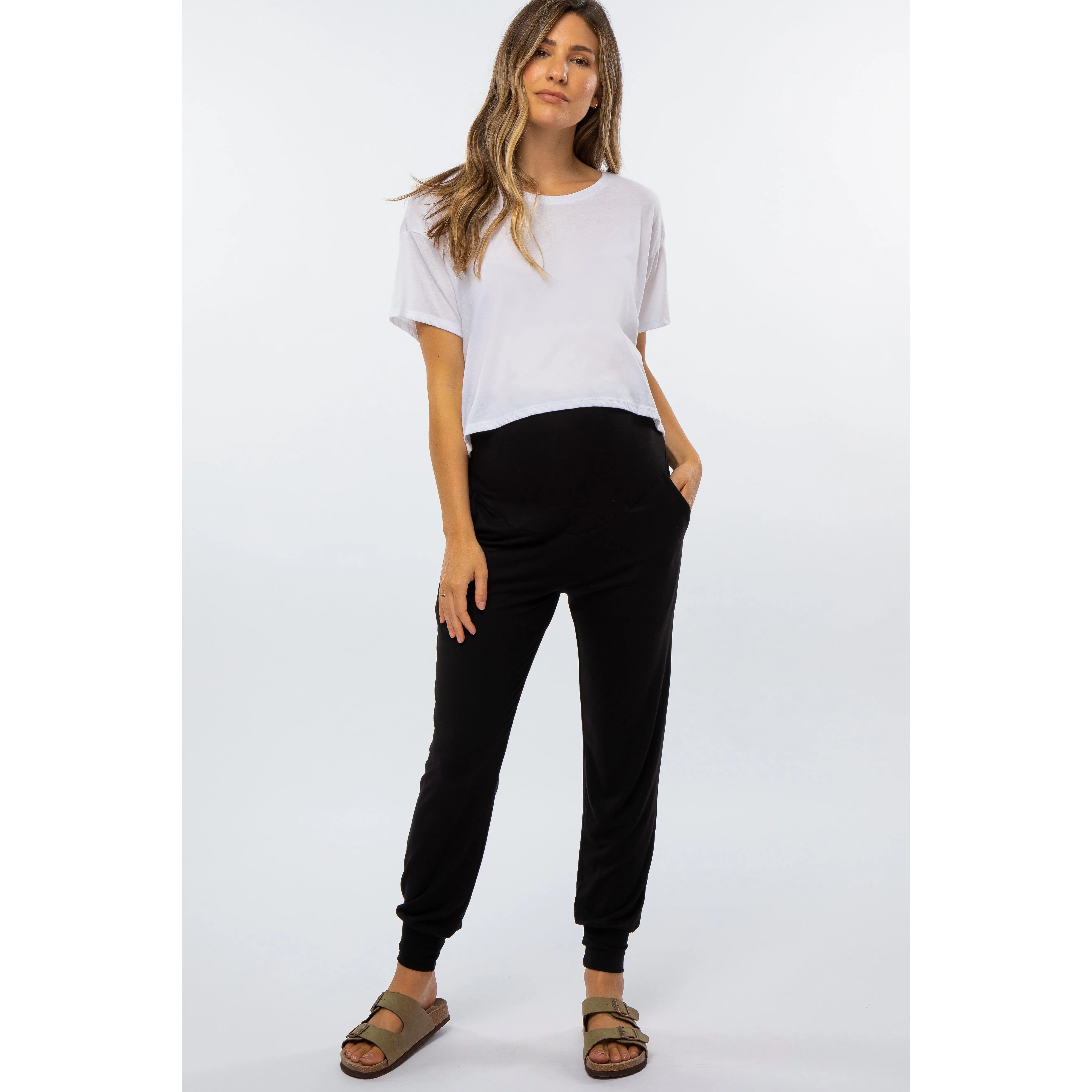 Black Maternity Band Jogger Pants