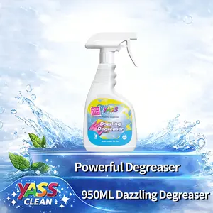 Yass Clean 950ml Kitchen Spray Cleaner & Degreaser - Antibacterial Lemon Scented Quick Grease Removal No Residue r,Oil Stain Cleaner Spray with Sprayer, Cleaner Treatment Agent, Stain - Easy to Use Induction Hob and Grease Remover