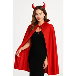 Adult Red Halloween Cape with Dramatic Collar