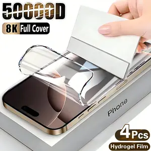 4-piece set of hydrogel screen protectors suitable for iPhone X/XS/XR/11/12/13/14/15/16 Plus Pro Max/iPhone 17/iPhone17pro/iPhone 17 air/iPhone 17 pro max, offering high-definition clarity and scratch protection, and featuring anti-fingerprint nano-coatin